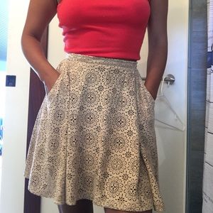 Floral Cut Out Skater Skirt